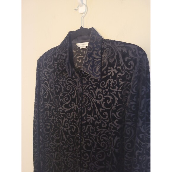 Bianca Nygard Black Burnt-out Velvet Button Up Shirt Sx 6 Whimsigoth - Picture 2 of 7